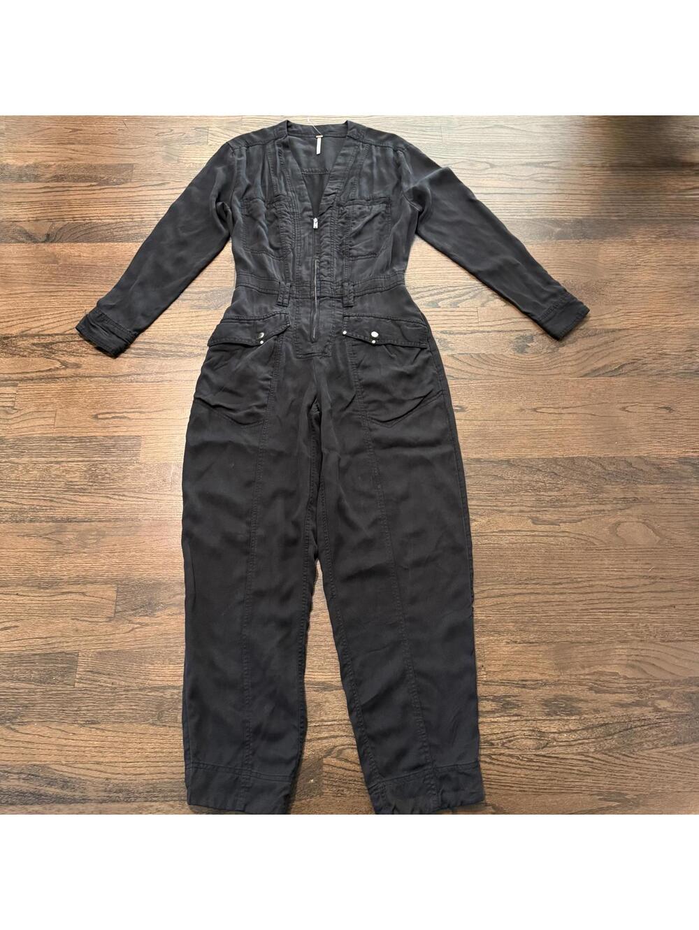 NWOT Free People Time For Me Black Coveralls Medium